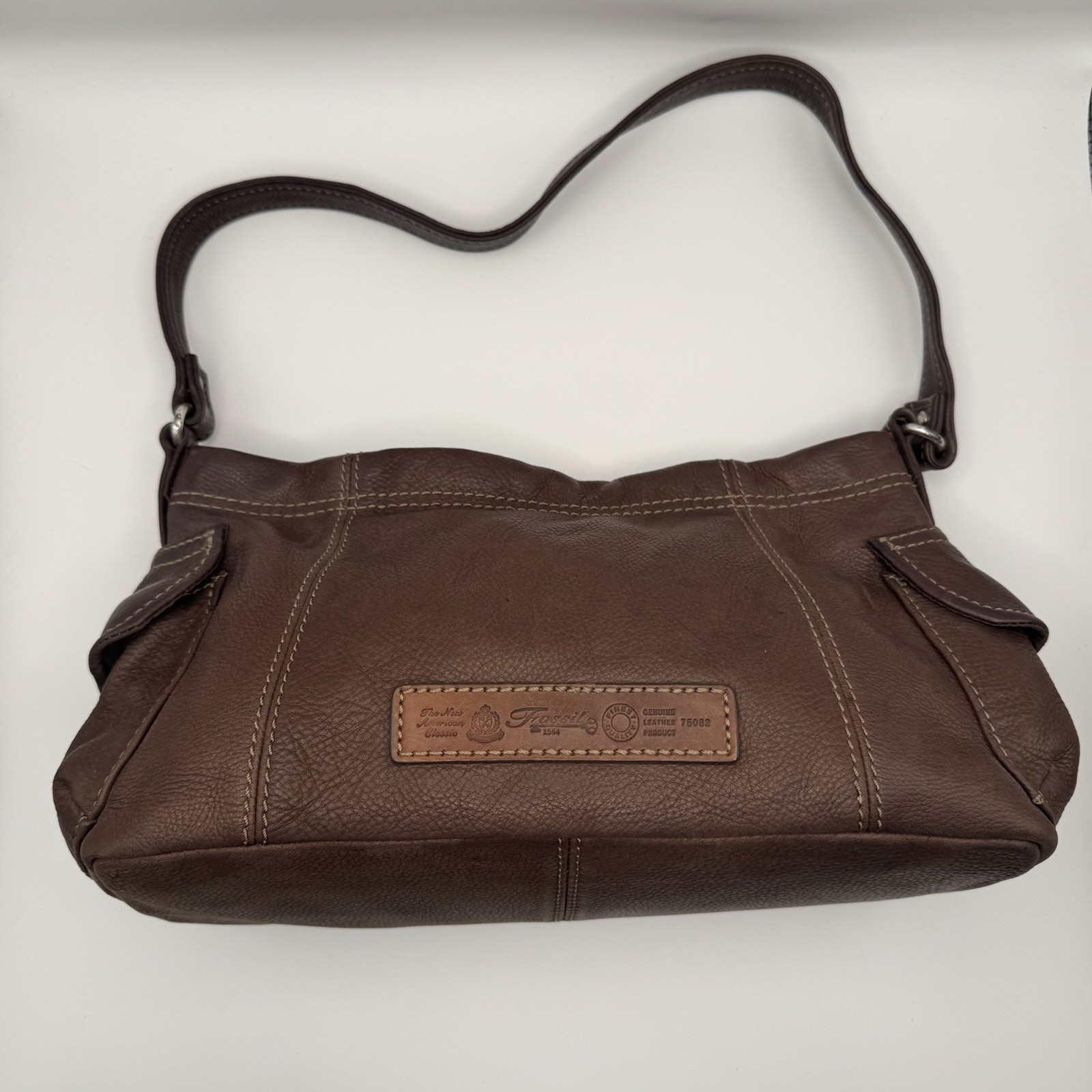 Vintage Fossil Sedona Brown Pebble Leather 75082 Shoulder Bag