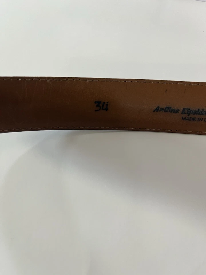 Johnston & Murphy Hombre 34 Cinturón Anilina Kipskin Hombros Cuero Marrón Latón Foto 4 de 4