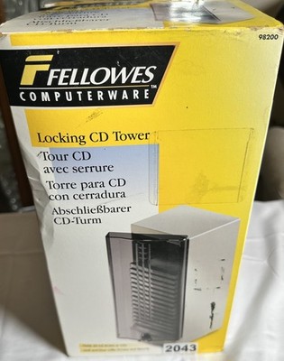 NEW ~ Fellowes Locking 20 CD Tower w/Key ~ BRAND NEW IN BOX