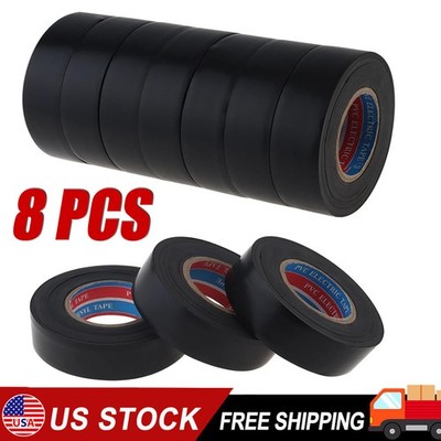 Electrical Tape Wiring Harness wire (8-Pack, Black, 3/4'' W x 20ft L) auto truck
