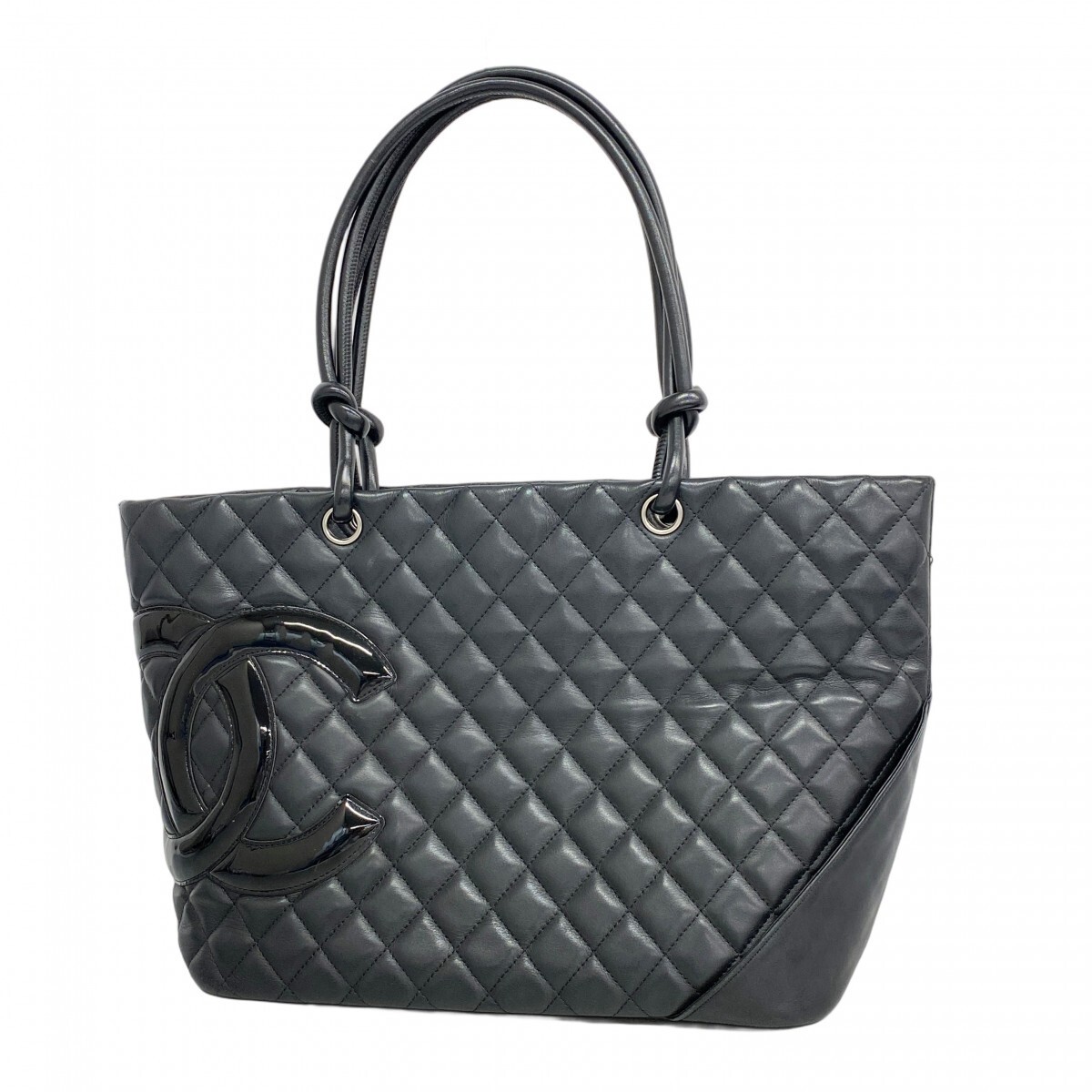 Chanel Cambon Lambskin Patent Leather Tote Bag with Silver Hardware 335567