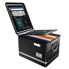 ZOOPIP Fireproof Document Box,5200°F File Organizer Box with Lock,Foldable Fi...