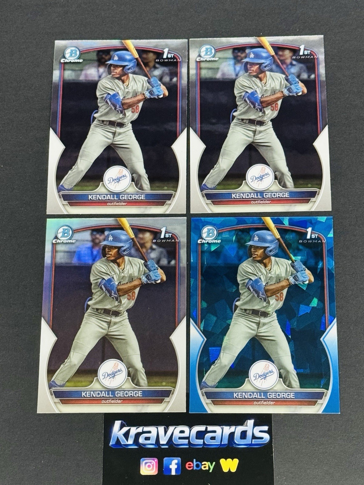 Kendall George 1st 2023 Bowman Chrome BDC-190 2 Base 1 Refractor 1 Sapphire X4