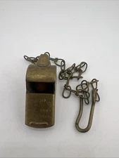 Vintage U. S. Army Regulation Solid Brass Whistle with Cork Ball & Chain