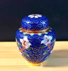 Vintage Cloisonne Enamel & brass Floral  Ginger Jar W/ Lid  2 1/2" TALL Ex.Cond. — photo 5