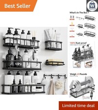 6-in-1 Rustproof Shower Caddy Set: Adhesive Organizer for Elegant Bathrooms