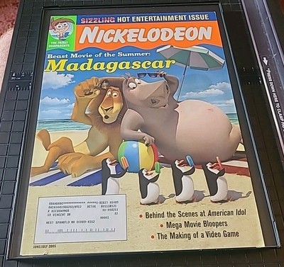 Nickelodeon Magazine Madagascar Cover Only Print Ad 2005 Framed 8.5X11 Vintage 