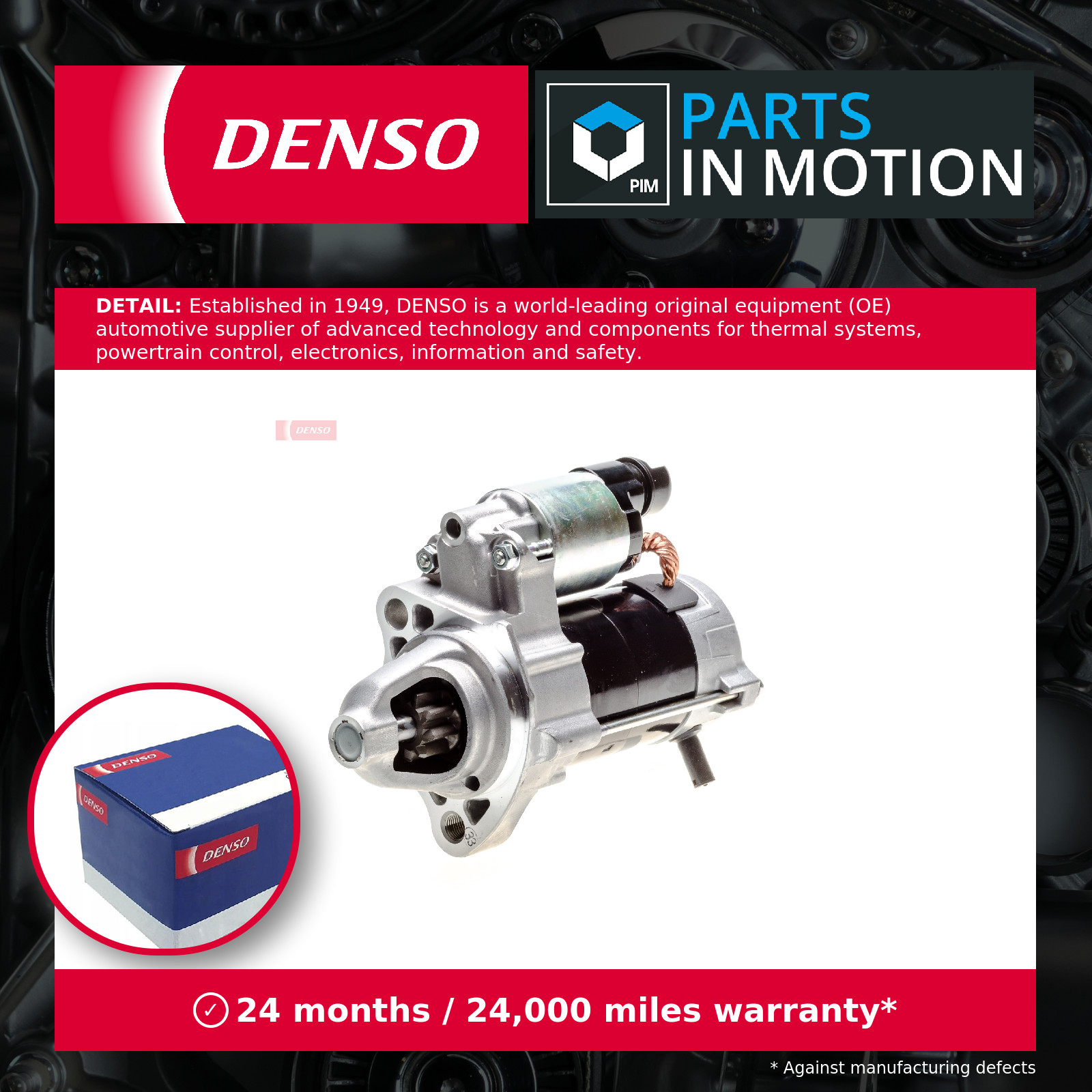 Starter Motor fits HONDA JAZZ Mk3 1.4 2008 on L13Z1 Denso 31200RB1003 Quality