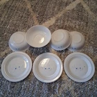 Vintage Arcopal France Cereal Bowl(4) & Plates (3) Flower Pattern Milk Glass