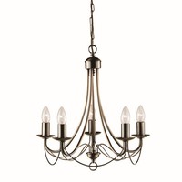 Elegante Pendelleuchte In Messing Antik Decke 5FL Beleuchtung Lampe Kronleuchter