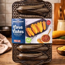 Nordic Ware Corn Cakes Brown Baking Pan 2 Cup...
