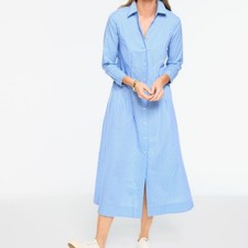 NWT Talbots Poplin Shirt Dress Midi Willow Stripe Preppy Casual Womens 4