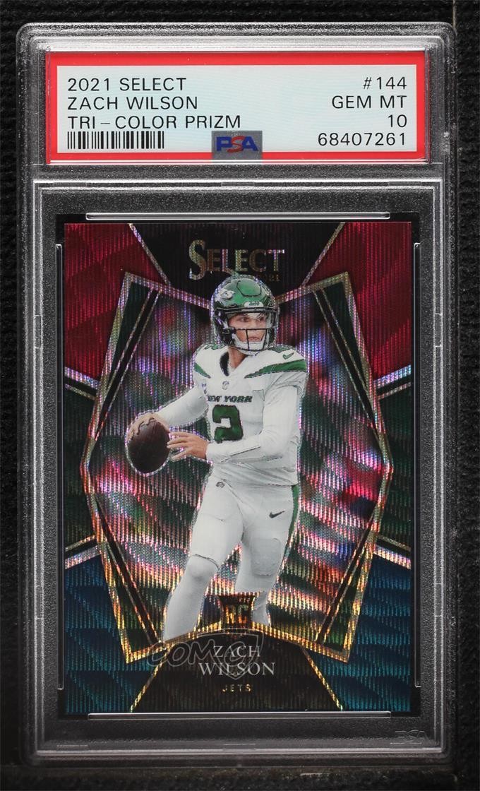 2021 Select Premier Level Tri-Color Prizm 101/199 Zach Wilson PSA 10 GEM MT 07m7