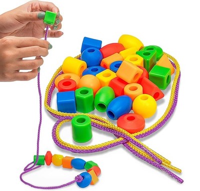 Lacing Beads 30 Pcs for Montessori Toys for 3 Year Old and Toddler Crafts Age...