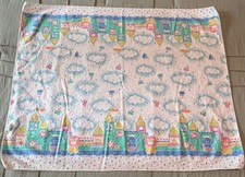 Vintage Riegel Baby Blanket Castles  Animals 100 Cotton Made in USA 28" x 35"