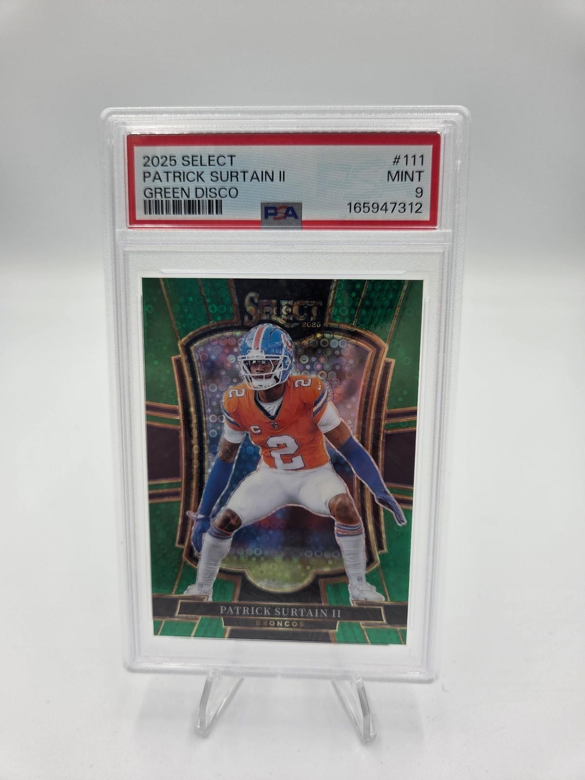 2025 Panini Select #111 Patrick Surtain II Green Disco #5/5 PSA 9
