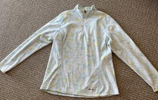 EDDIE BAUER Pullover Womens L Blue 1/4 Zip Fleece Sweater Mock Neck Long Sleeve