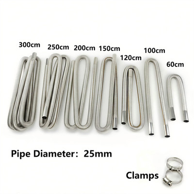 25mm Diesel Heater Exhaust Pipe Flexible Exhaust Tubing Stainless Steel 20~400CM