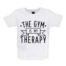 The Gym Is My Therapy - Baby T-Shirt / Babygrow - Exercise Fitness Weights Lift
