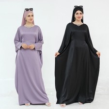 Abaya Muslim Women Kaftan Batwing Sleeve Long Dress Rhinestone Evening Prom Gown