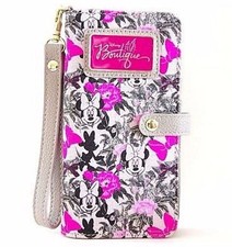 Walt Boutique Disney World Authentic Wallet   Minnie Mouse Pink Wristlet Flowers