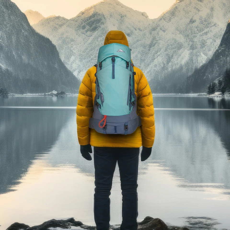 Mochila High Sierra 75L Pathway 2.0 con almacenamiento de hidratación para senderismo, azul ártico Foto 3 de 4