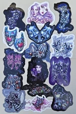 15 VTG Die Cut Prism Clown N Mask Vending Machine Sticker Set, NOS, Collectible