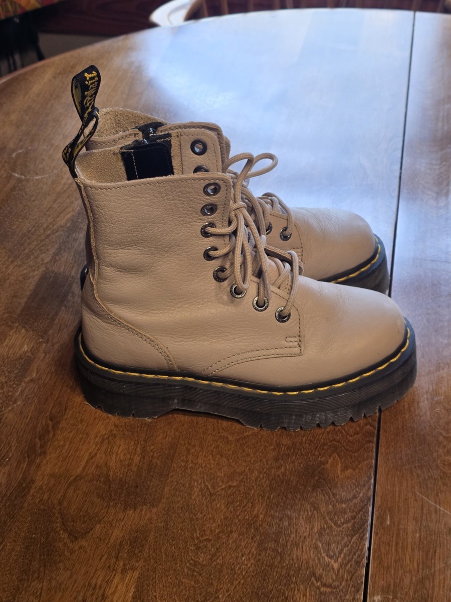Dr. Martens Jadon III Pisa Taupe Leather Platform Combat Boots
