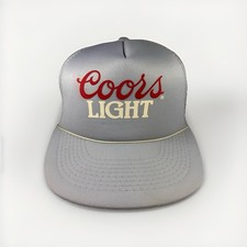 Vintage Coors Light Hat 90s Trucker Gray Beer Cap Puff Print, Designer Pro