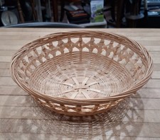 Handwoven Bamboo Basket 9" Round Open-Weave Decorative Bowl