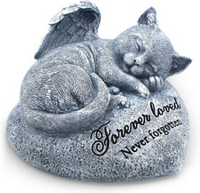Sleeping Cat Garden Statue - Pet Memorial Stone - Grave Marker for Cats