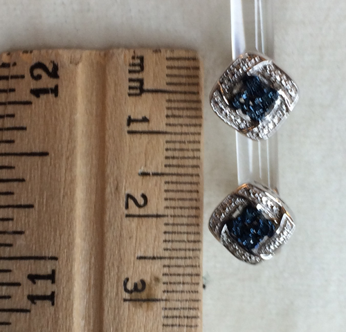 Diamond Accent Blue and White Diamond Rhodium Over Sterling Silver Earrings NEW - Picture 5 of 6