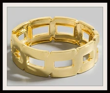 Gold Dipped Solid Square Chain Hinged Bangle Bracelet