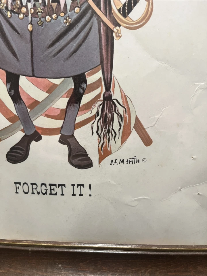VTG 1958 JAMES F. MARTIN CIVIL WAR “FORGET IT” FRAMED PRINT Confederate 11x14 - Image 4 of 4