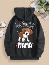 Plus Size Cozy Beagle Mama Hoodie - Soft 100 Polyester Knit Fabric with Slight