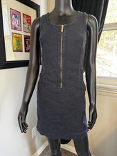 Michael Kors Women's Navy Sleeveless Mini Dress with Gold Zipper Detail Size 0