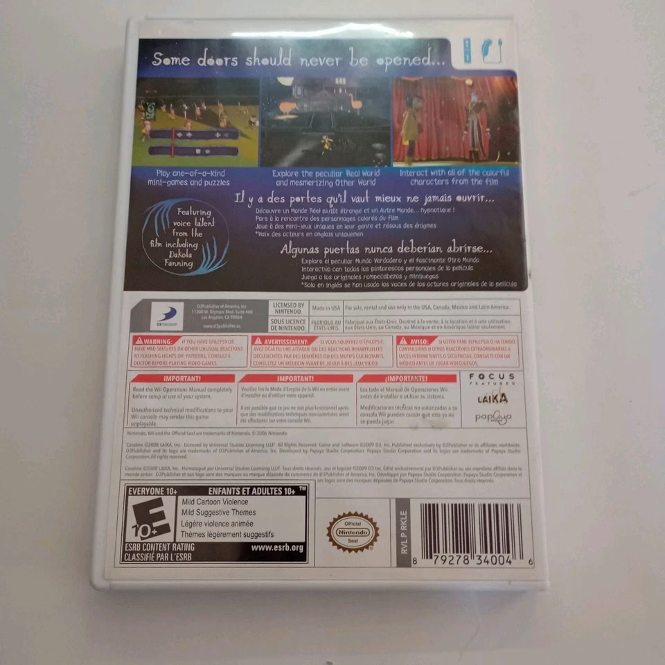 Coraline Nintendo Wii Video Game NO MANUAL  - Image 3 of 4