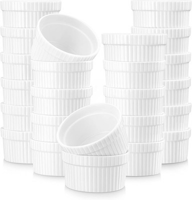MALACASA Creme Brulee Schälchen 24er Set, Ø 5.9cm - 55 ml Porzellan Souffle