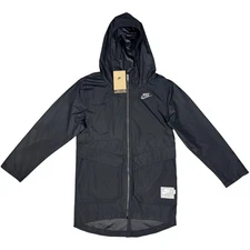 Nike Sportswear Boys Utility Windbreaker Jacket DJ5575-010 Black Size Large NEW