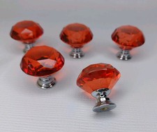 Red Cut Glass Knob Set Of 5 Cabinet Knobs Kit...
