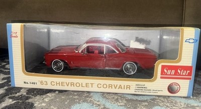 Sun Star 1:18 1963 Chevrolet Corvair Red Diecast Model Car NIB Classic Models