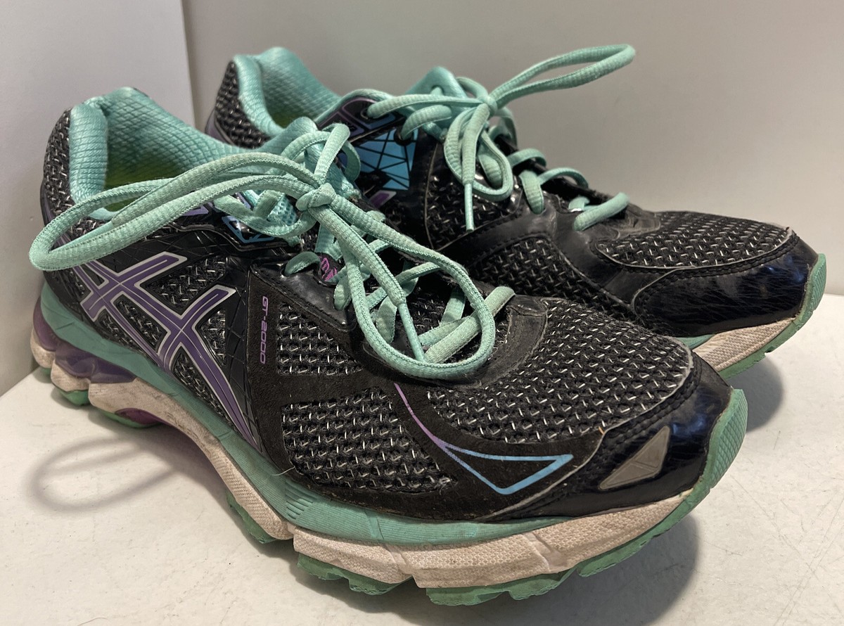 Running Shoes Asics GT-2000 Women's IGS Black Teal Purple T550N No  Insoles
