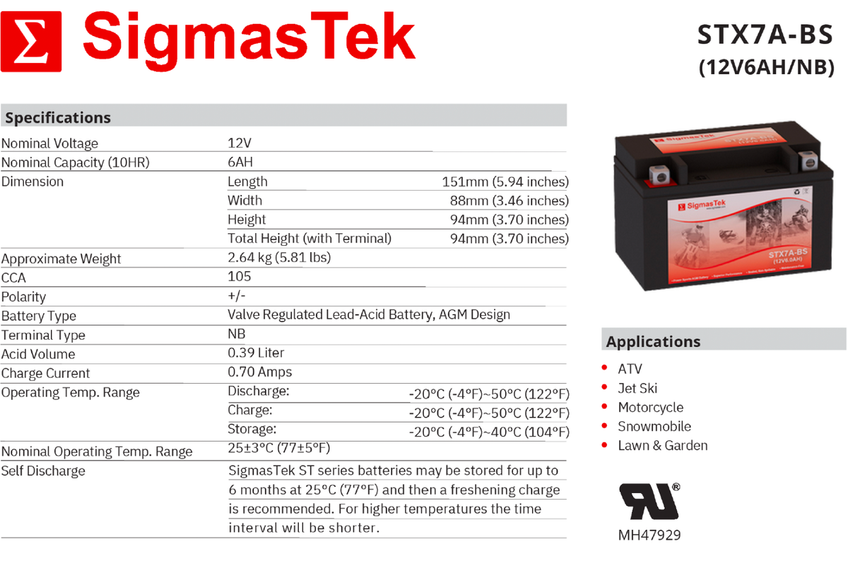Kymco 50CC Super 8, 2009-2020 SigmasTek Battery Replacement | eBay