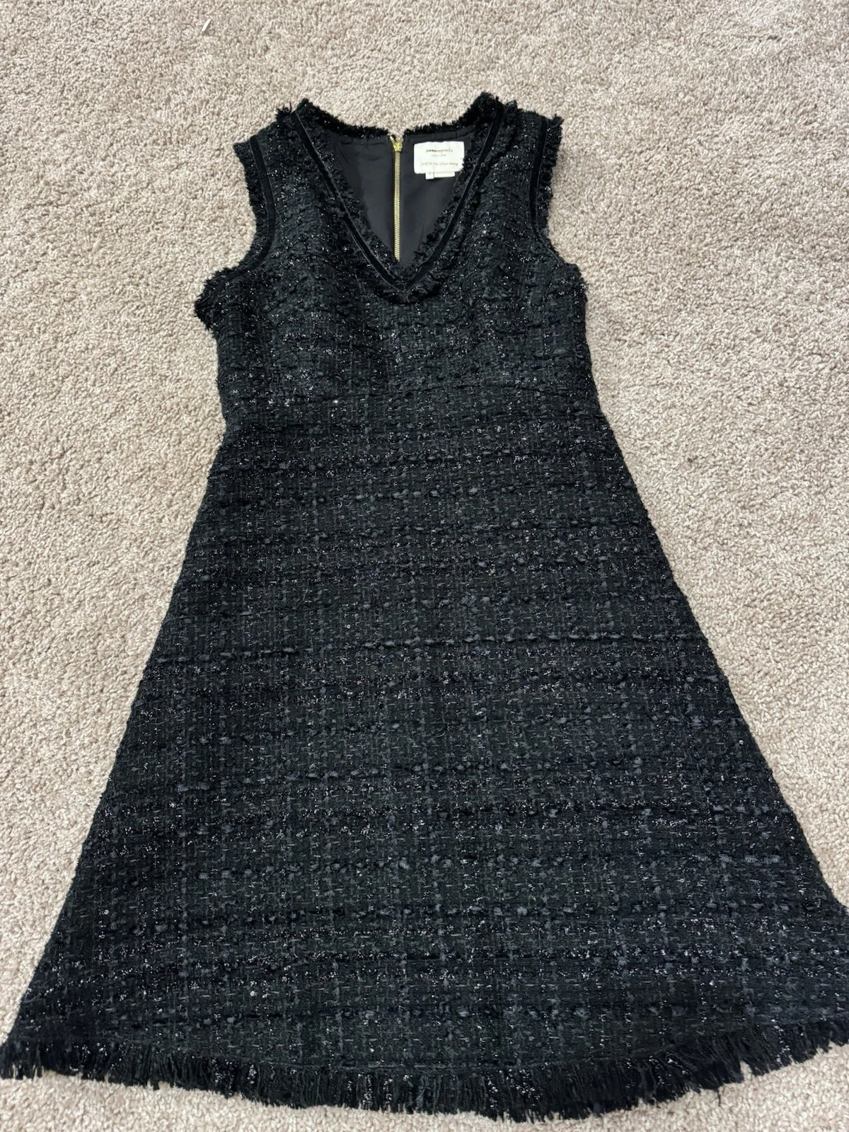 Abito Kate Spade 18Aw tweed mini lama senza maniche nero Sh0514 donna taglia 4