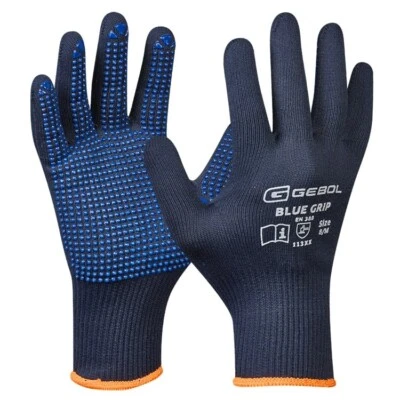 Gebol Handschuh Blue Grip Arbeitshandschuh Mechaniker Montage Grip PVC Noppen