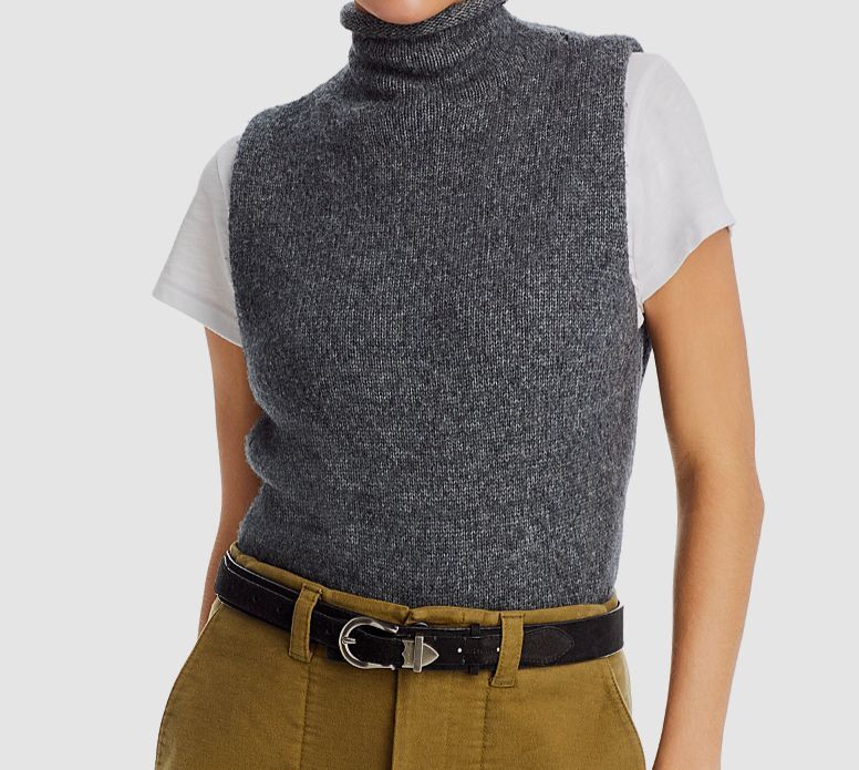 Proenza Schouler White Label Women Gray Lily Sleeveless Turtleneck Sweater Sz XS