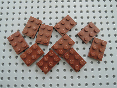 Lego 10 x flache Platte Bauplatte 3021  2x3   Noppen  rotbraun