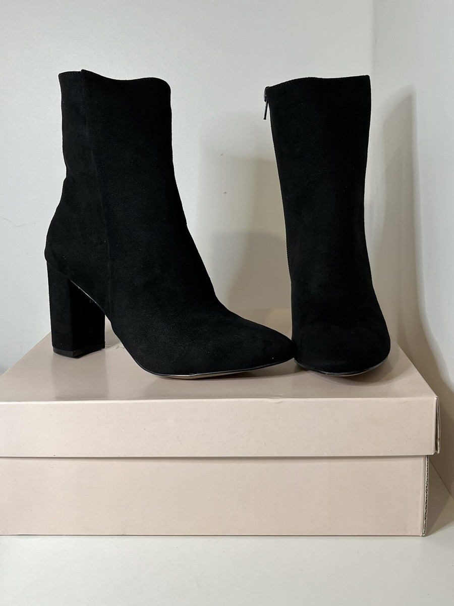 SALE! New Size Black Fine Suede Mid Calf Zip Boots By Chinese