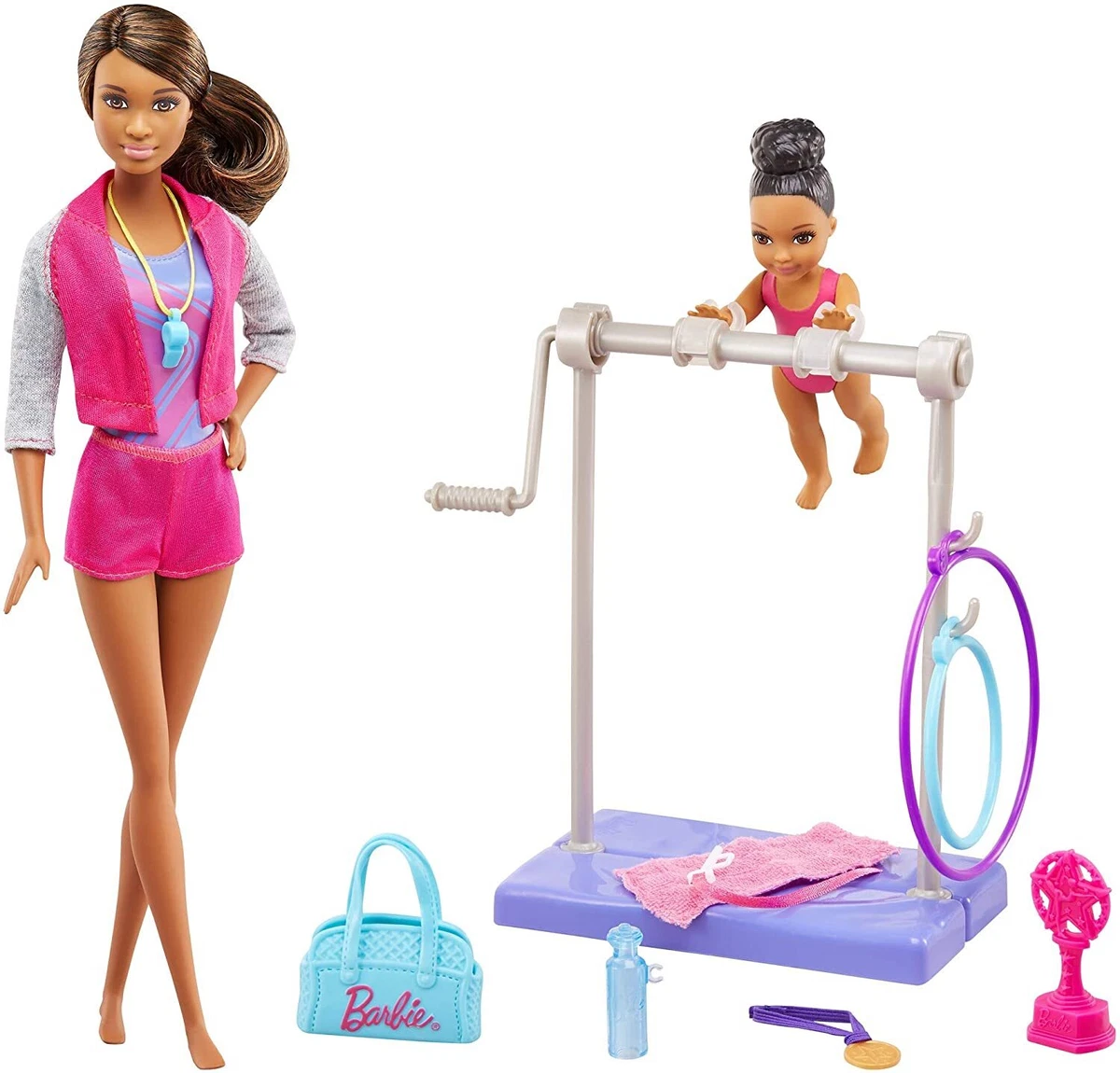 Barbie Gymnast Coach Doll set A/A Rare FJB34