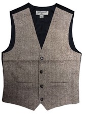 New formal Men's wool tweed blend slim fit vest waistcoat only Beige Brown